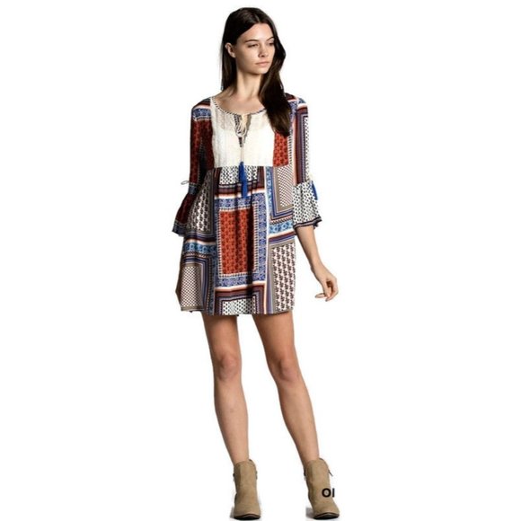 Kori America Tassel and Lace Dress, Orange Mix - Picture 2 of 4